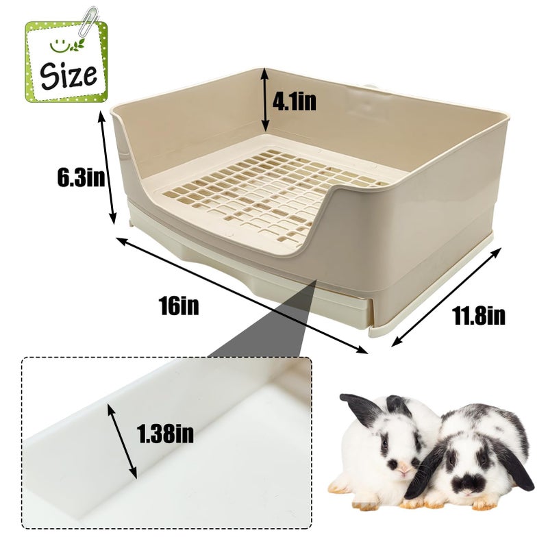 kathson Large Rabbit Litter Box Trainer, Potty Corner Toilet with Drawer Bigger Pet Pan for Adult Hamster, Guinea Pig, Ferret, Galesaur, Bunny and Other Animals (Brown) - Image 2